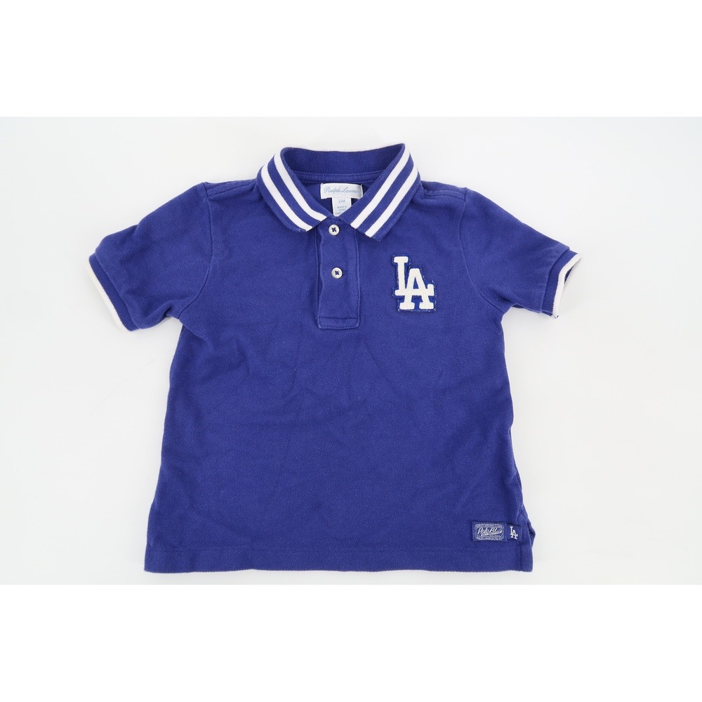 Ralph Lauren Polo Shirt Toddler 24M Blue LA Dodgers MLB Embroidered Short Sleeve